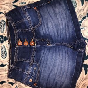 navy blue, high rise jean shorts, size 3